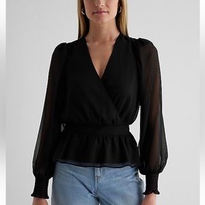 NWT Bath & Body Works XL V-Neck Smocked Cuff Peplum Top